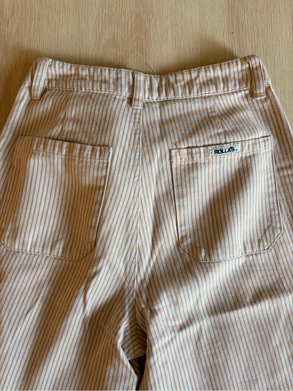 ROLLA'S Beige & White Striped Wide Leg Pants